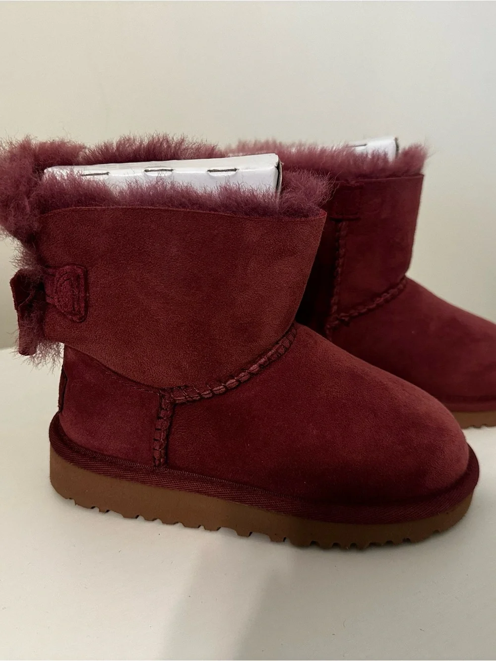 UGG Toddler Girl Bow-Back Boots - Wine/Dark Pink